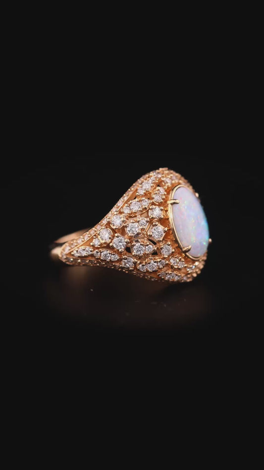 14K Rose Gold Ring and Natural Australian Opal